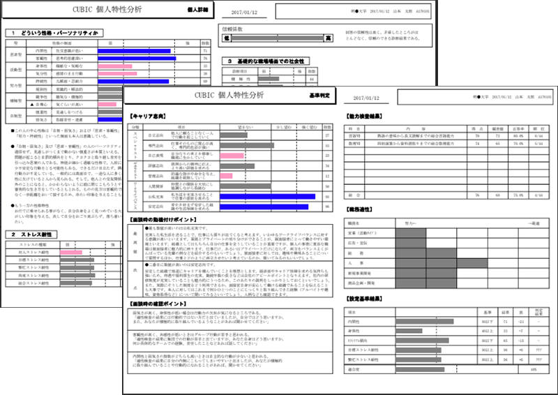 ▼自己分析シート(受検者返却用帳票)
